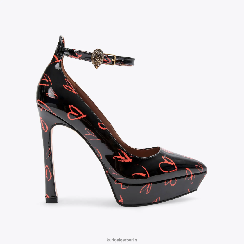 Kurt Geiger Frauen Londoner Shoreditch-Plattformgericht 882RTJ408 | Schuhwerk Schwarz Rot