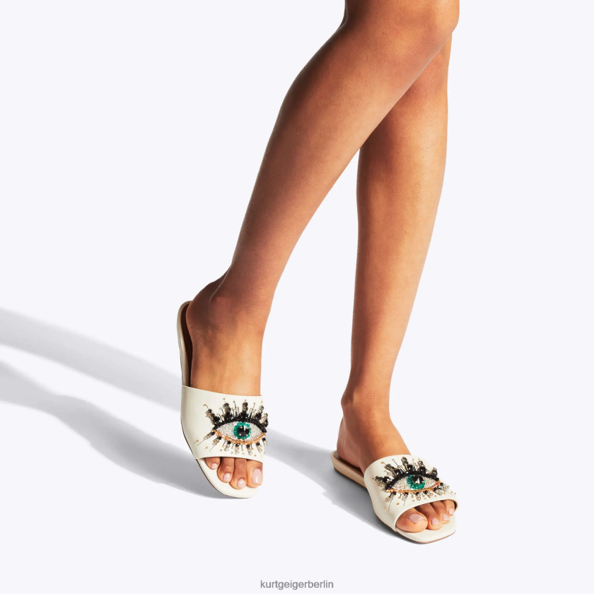 Kurt Geiger Frauen Flache London Eye-Sandale 882RTJ353 | Schuhwerk Knochen