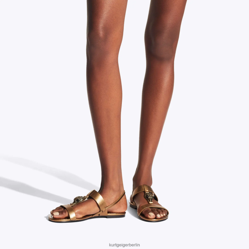 Kurt Geiger Frauen Flache London-Hampton-Sandale 882RTJ430 | Schuhwerk Bronze