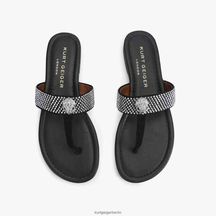 Kurt Geiger Frauen London Kensington T-Steg-Sandale 882RTJ447 | Schuhwerk Schwarz
