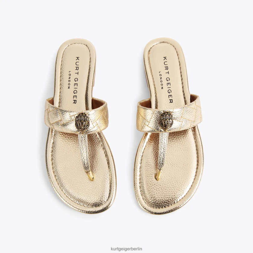 Kurt Geiger Frauen London Kensington T-Steg-Sandale 882RTJ448 | Schuhwerk Gold