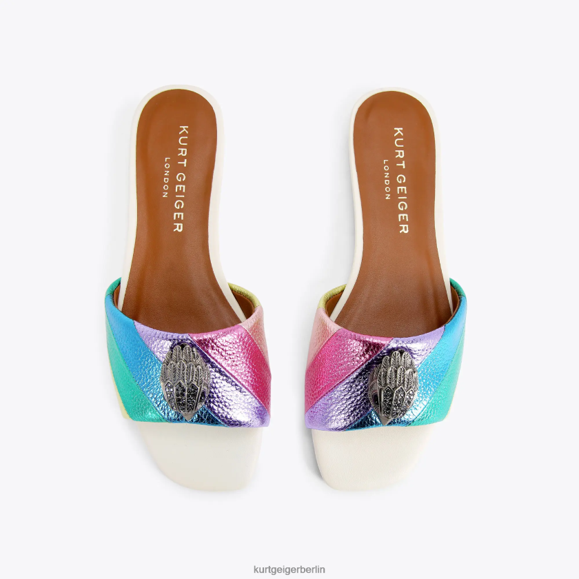Kurt Geiger Frauen London Kensington flache Sandale 882RTJ225 | Schuhwerk Metallkombination