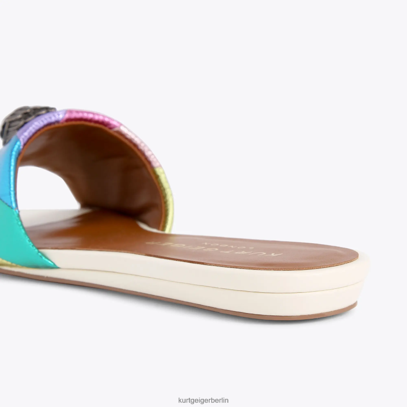 Kurt Geiger Frauen London Kensington flache Sandale 882RTJ225 | Schuhwerk Metallkombination
