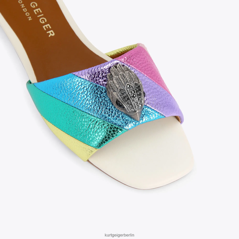 Kurt Geiger Frauen London Kensington flache Sandale 882RTJ225 | Schuhwerk Metallkombination