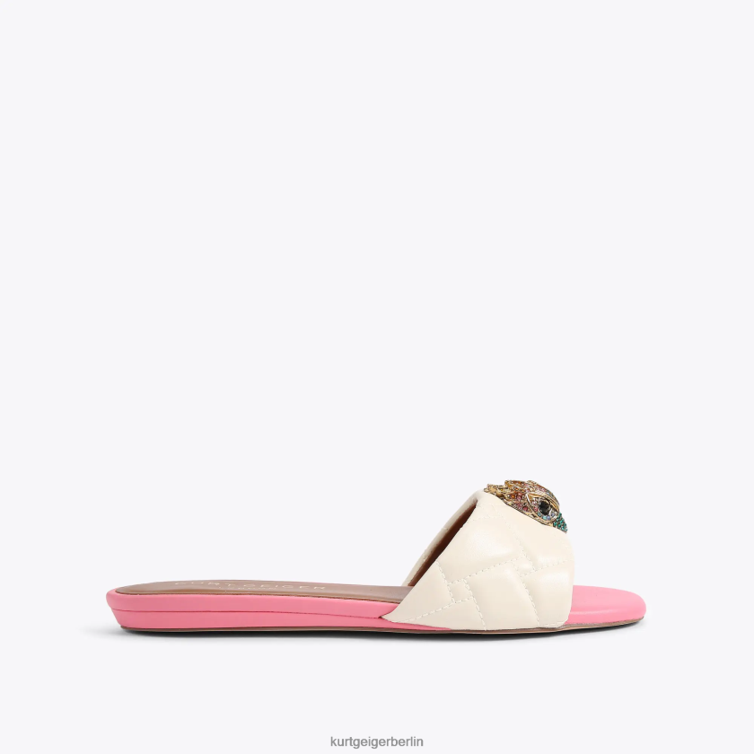 Kurt Geiger Frauen London Kensington flache Sandale 882RTJ348 | Schuhwerk Knochenkombination