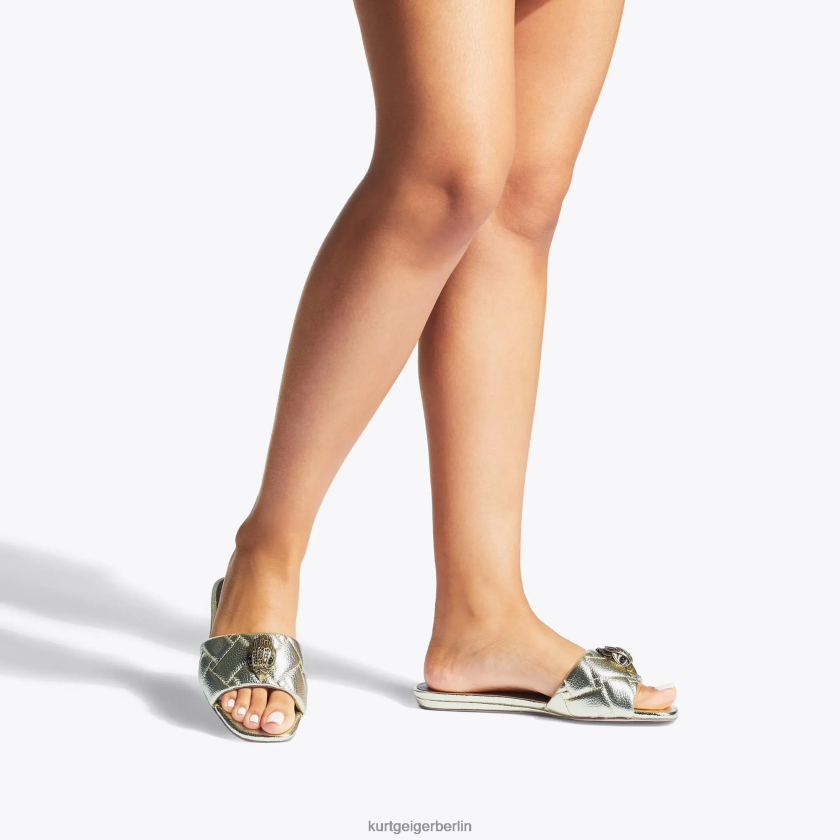 Kurt Geiger Frauen London Kensington flache Sandale 882RTJ350 | Schuhwerk Gold