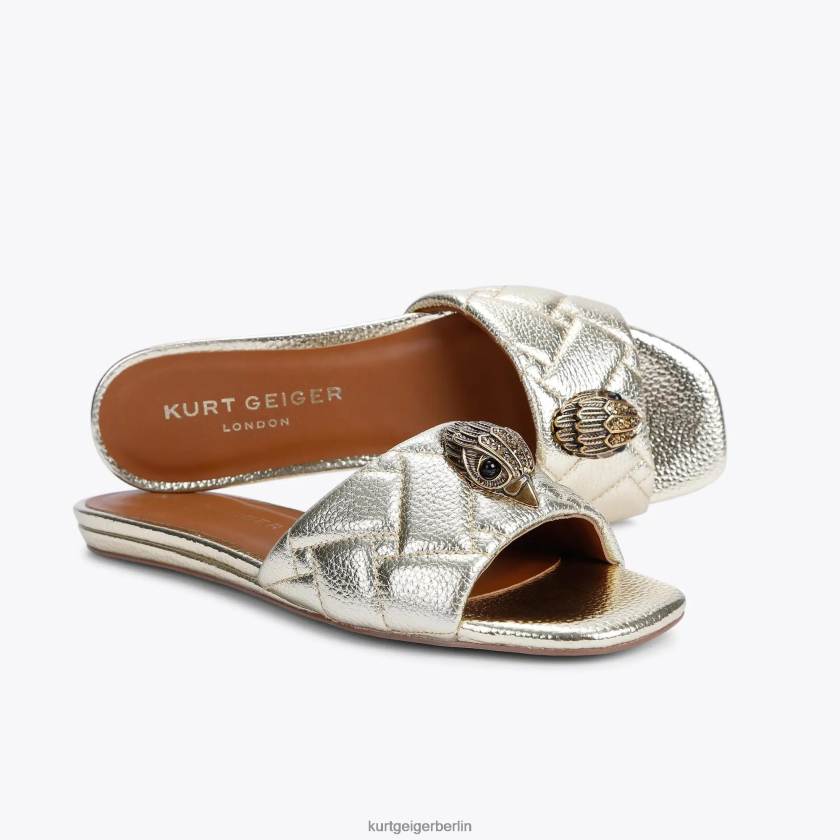 Kurt Geiger Frauen London Kensington flache Sandale 882RTJ350 | Schuhwerk Gold