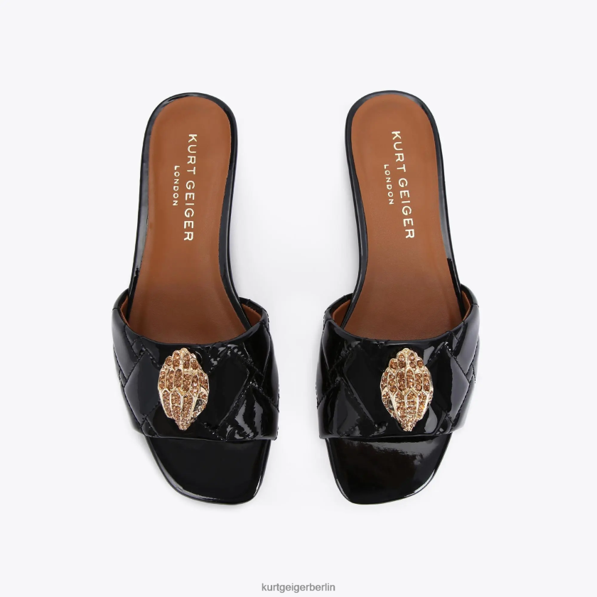 Kurt Geiger Frauen London Kensington flache Sandale 882RTJ352 | Schuhwerk Schwarz