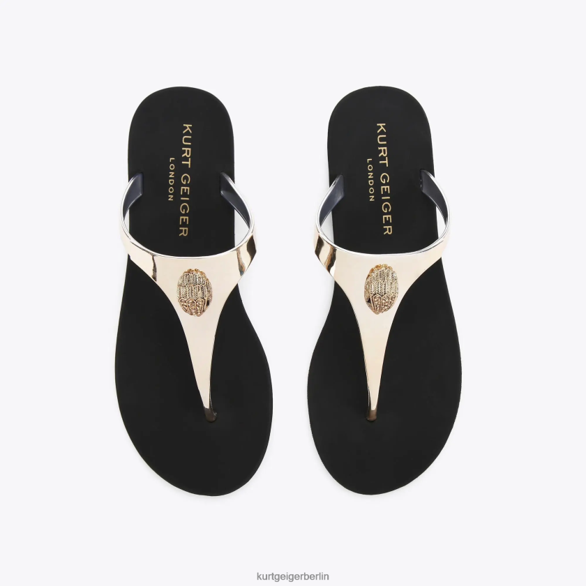 Kurt Geiger Frauen London Maddison T-Bar 882RTJ429 | Schuhwerk Gold