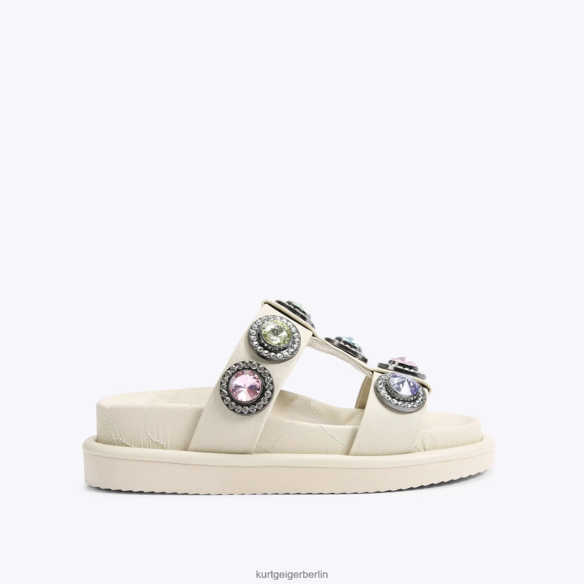 Kurt Geiger Frauen London Orson Kristallsandale 882RTJ428 | Schuhwerk Knochenkombination