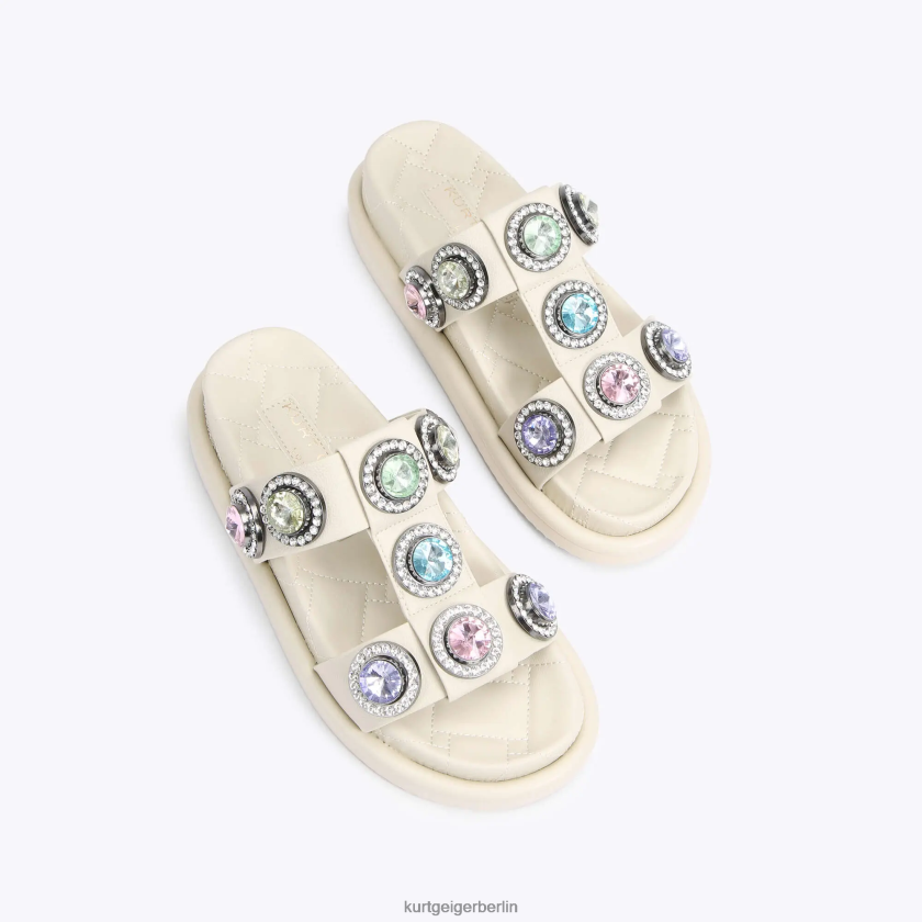 Kurt Geiger Frauen London Orson Kristallsandale 882RTJ428 | Schuhwerk Knochenkombination