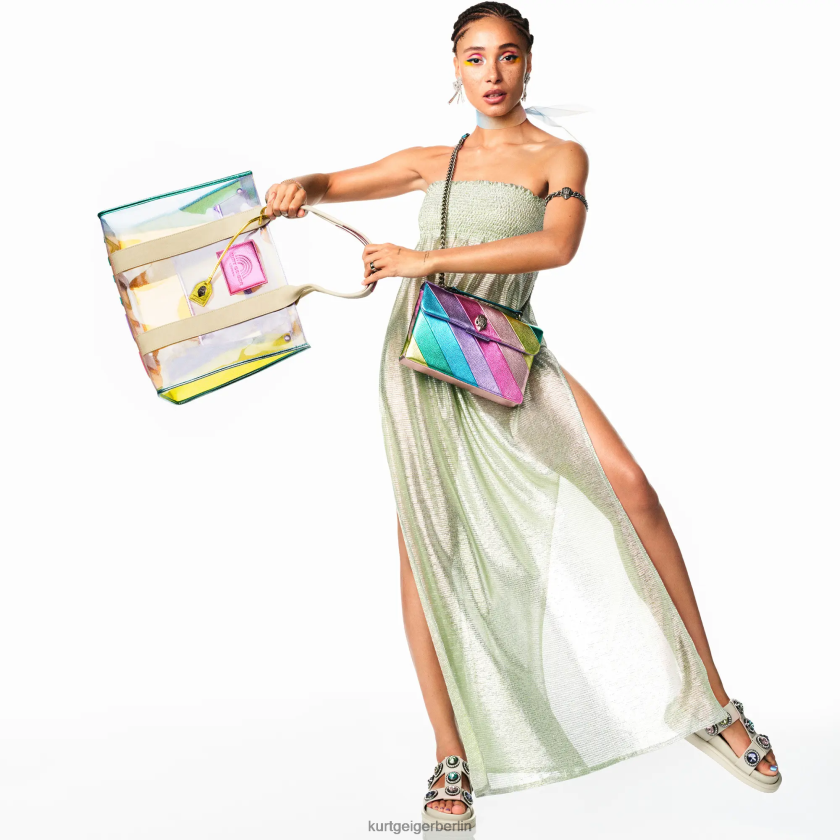 Kurt Geiger Frauen London Orson Kristallsandale 882RTJ428 | Schuhwerk Knochenkombination