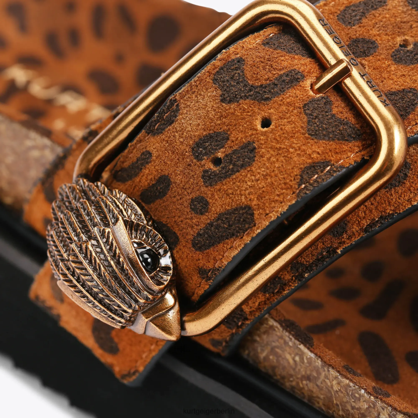 Kurt Geiger Frauen Pantoletten mit T-Steg-Schnalle und London Eagle-Schnalle 882RTJ442 | Schuhwerk mittelbraun