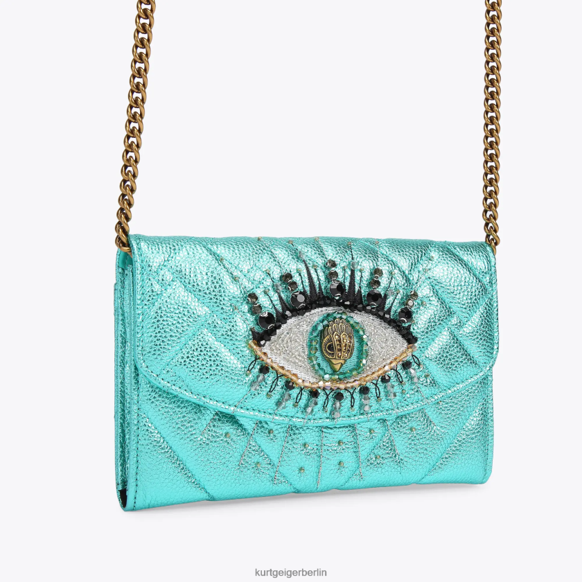 Kurt Geiger Frauen London Kensington Chain Wallet Eye 882RTJ111 | Taschen blaugrün