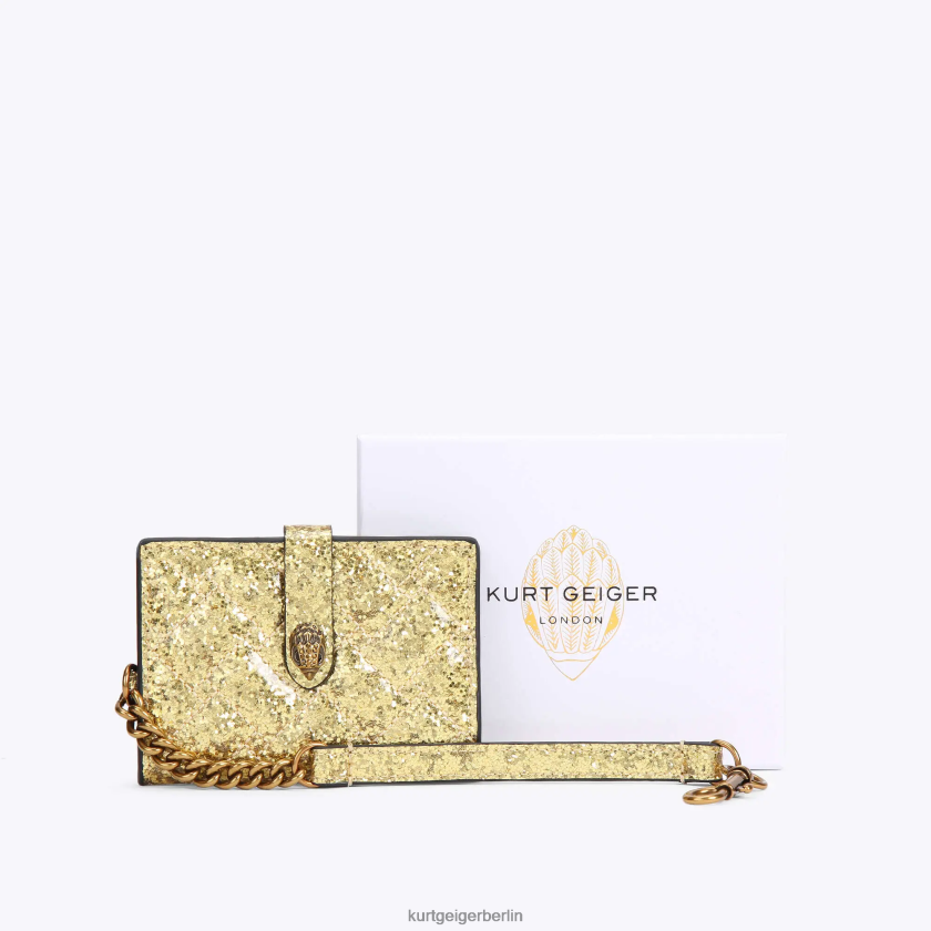 Kurt Geiger Frauen Londoner Spiegelkarte Kensington 882RTJ566 | Taschen Gold
