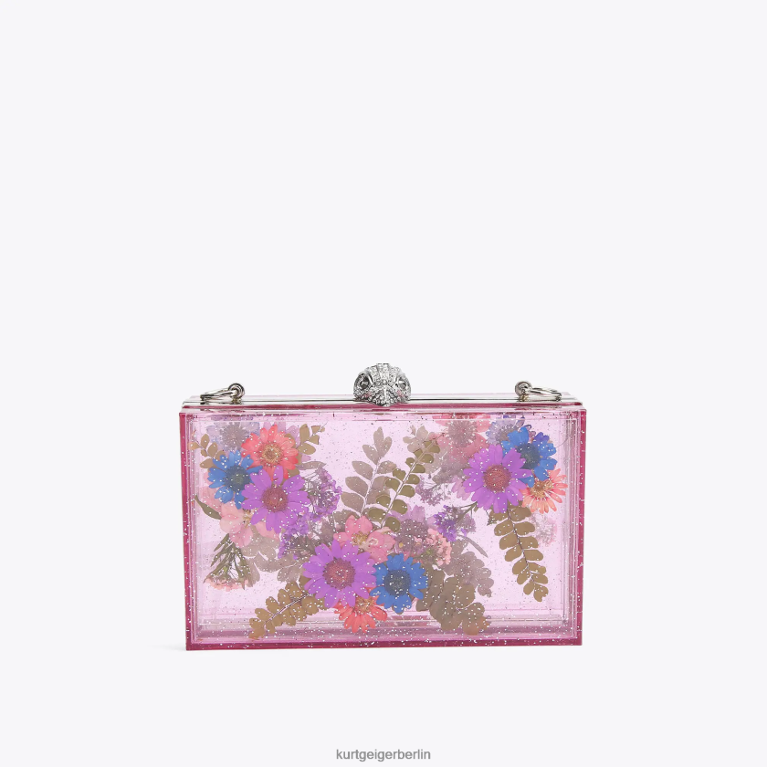 Kurt Geiger Frauen London Flower Box Clutch 882RTJ477 | Taschen Rosa