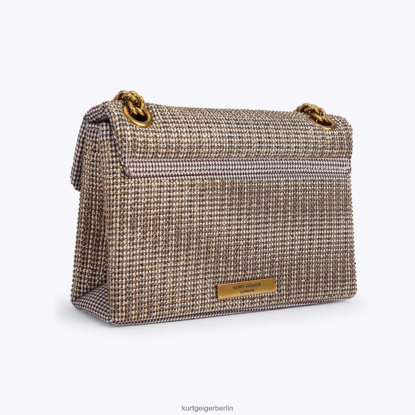 Kurt Geiger Frauen Londoner Hahnentritt-Stoff Mini Kensington 882RTJ74 | Taschen Beige