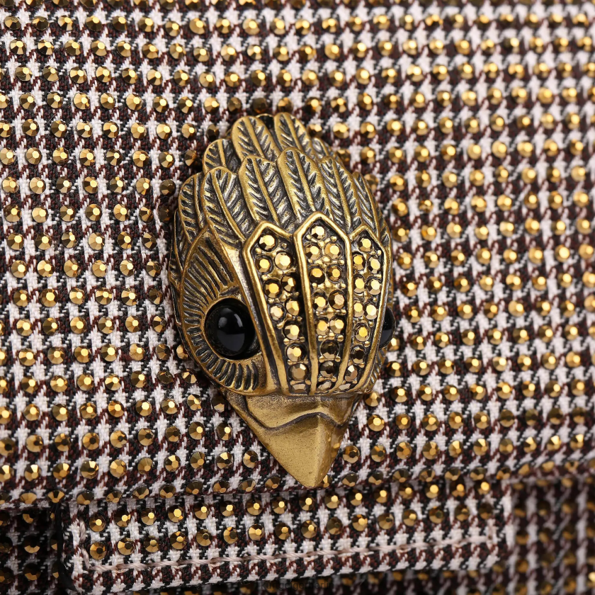 Kurt Geiger Frauen Londoner Hahnentritt-Stoff Mini Kensington 882RTJ74 | Taschen Beige