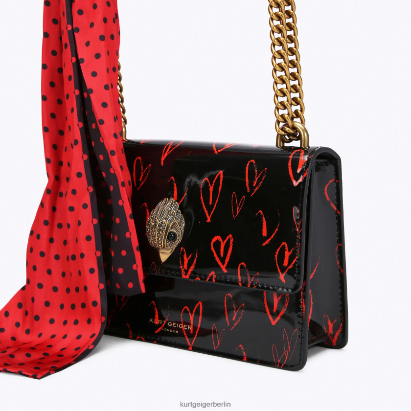 Kurt Geiger Frauen Kleine Umhängetasche von London Shoreditch 882RTJ116 | Taschen Schwarz Rot