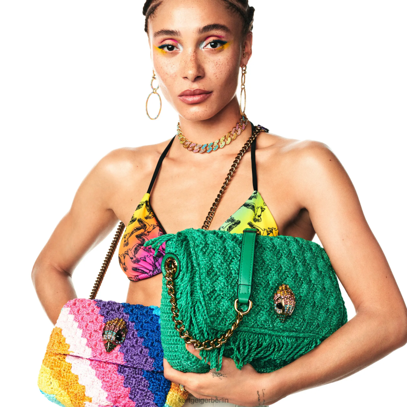 Kurt Geiger Frauen London Häkelfransen Kensington 882RTJ45 | Taschen Grün