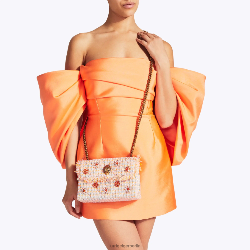 Kurt Geiger Frauen Mittlere Kensington-Tasche aus London-Tweed 882RTJ11 | Taschen orange