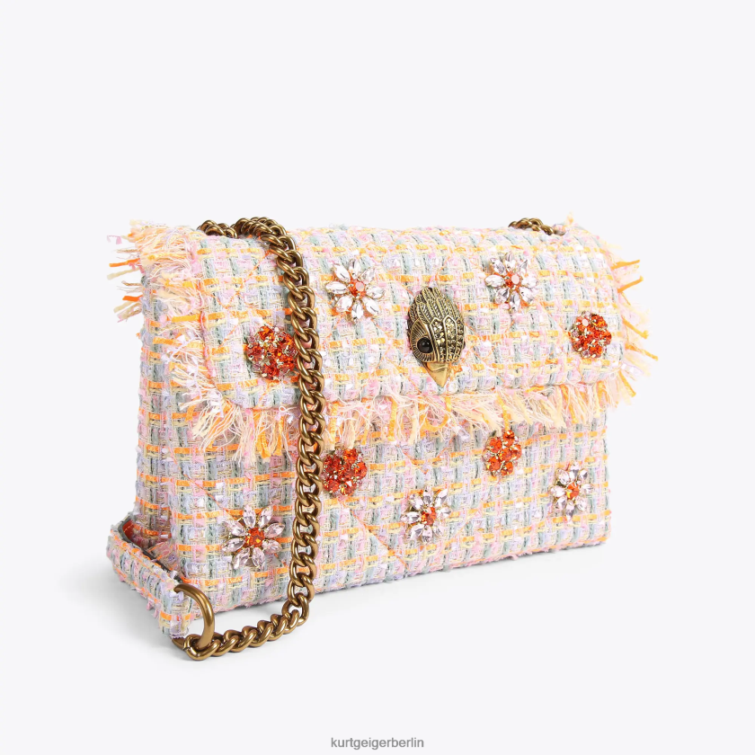Kurt Geiger Frauen Mittlere Kensington-Tasche aus London-Tweed 882RTJ11 | Taschen orange