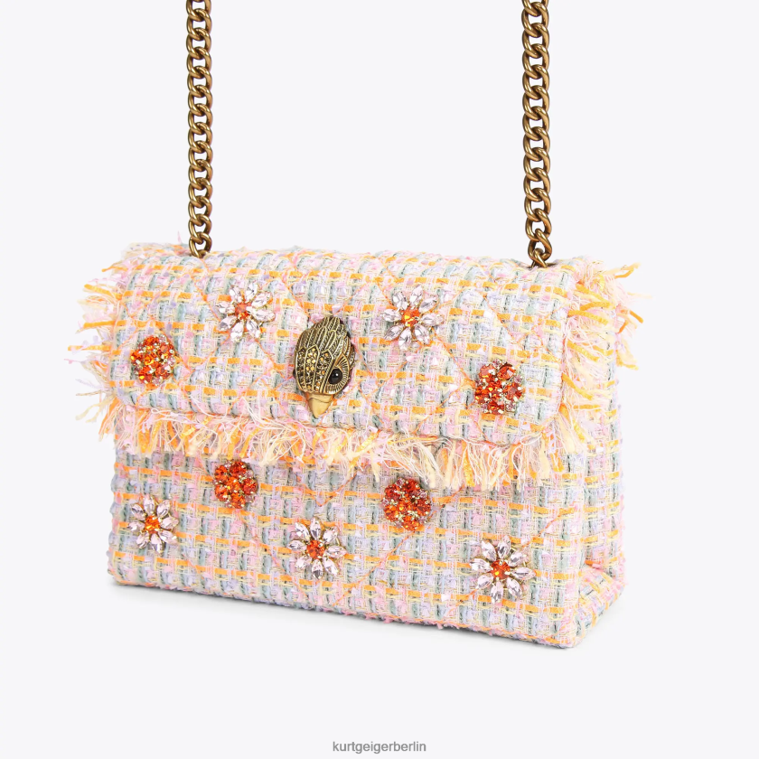 Kurt Geiger Frauen Mittlere Kensington-Tasche aus London-Tweed 882RTJ11 | Taschen orange