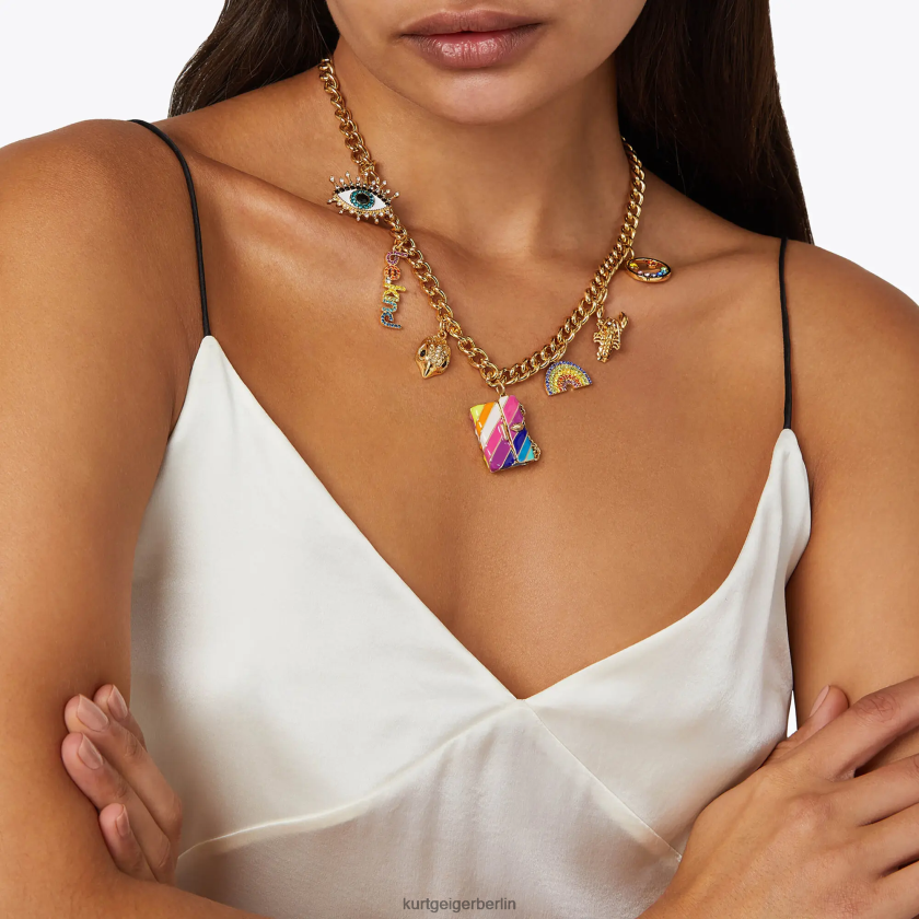 Kurt Geiger Frauen London-Halskette mit mehreren Charms 882RTJ186 | Zubehör Gold