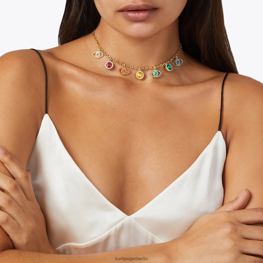 Kurt Geiger Frauen Londoner Evil-Eye-Kristall-Halskette 882RTJ589 | Zubehör Gold