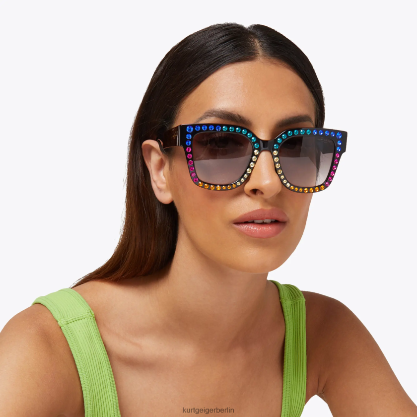 Kurt Geiger Frauen London Jewel Regenbogen-Sonnenbrille 882RTJ216 | Zubehör Schwarz