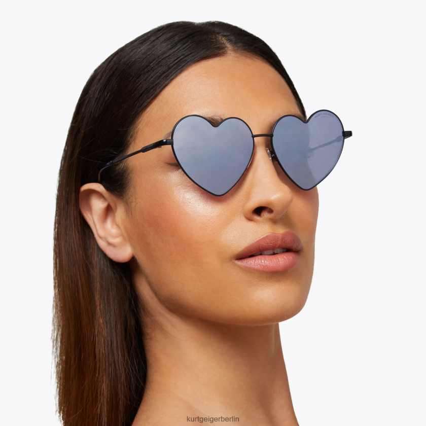 Kurt Geiger Frauen London-Sonnenbrille mit Metallherz 882RTJ466 | Zubehör Schwarz