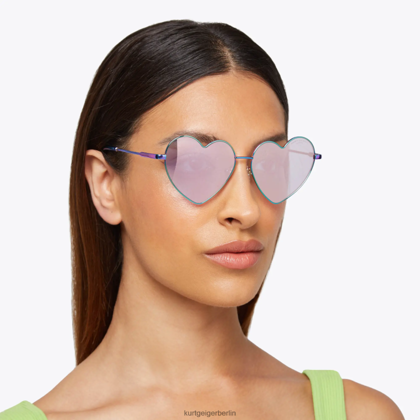 Kurt Geiger Frauen London-Sonnenbrille mit Metallherz 882RTJ467 | Zubehör Metallkombination