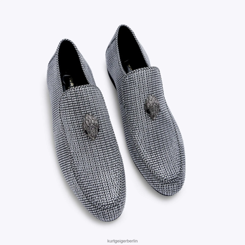 Kurt Geiger Männer London Hugh Eagle Fischgrätenmuster 882RTJ629 | Schuhwerk Silber