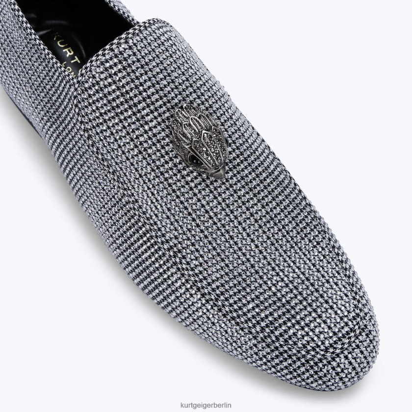 Kurt Geiger Männer London Hugh Eagle Fischgrätenmuster 882RTJ629 | Schuhwerk Silber