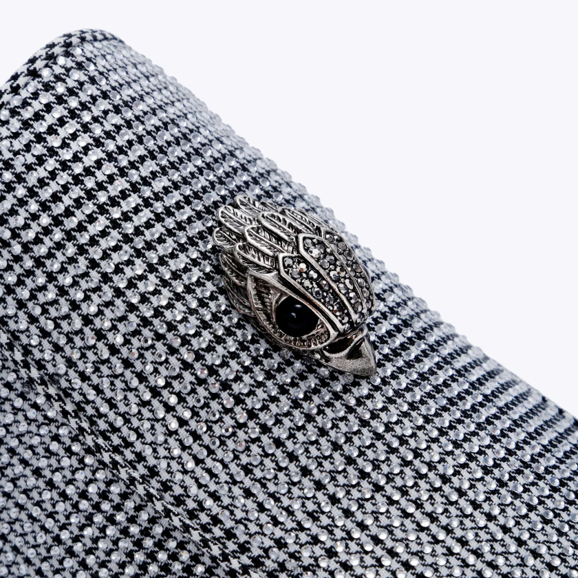 Kurt Geiger Männer London Hugh Eagle Fischgrätenmuster 882RTJ629 | Schuhwerk Silber